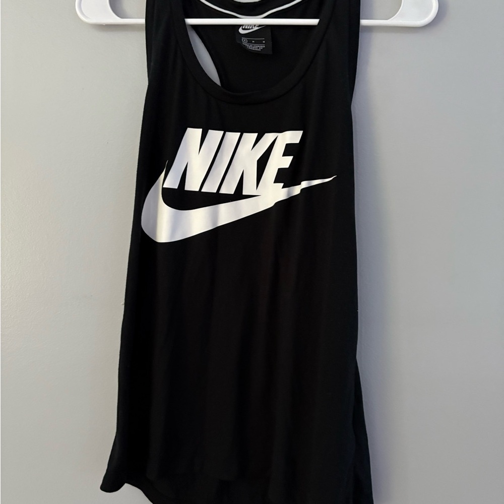 Nike Black Sleeveless Top with White Logo